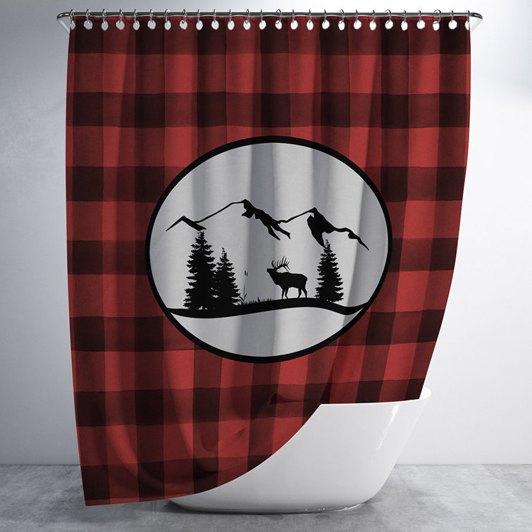 Bless international Elk And Mountain Cabin Style Shower Curtain ...
